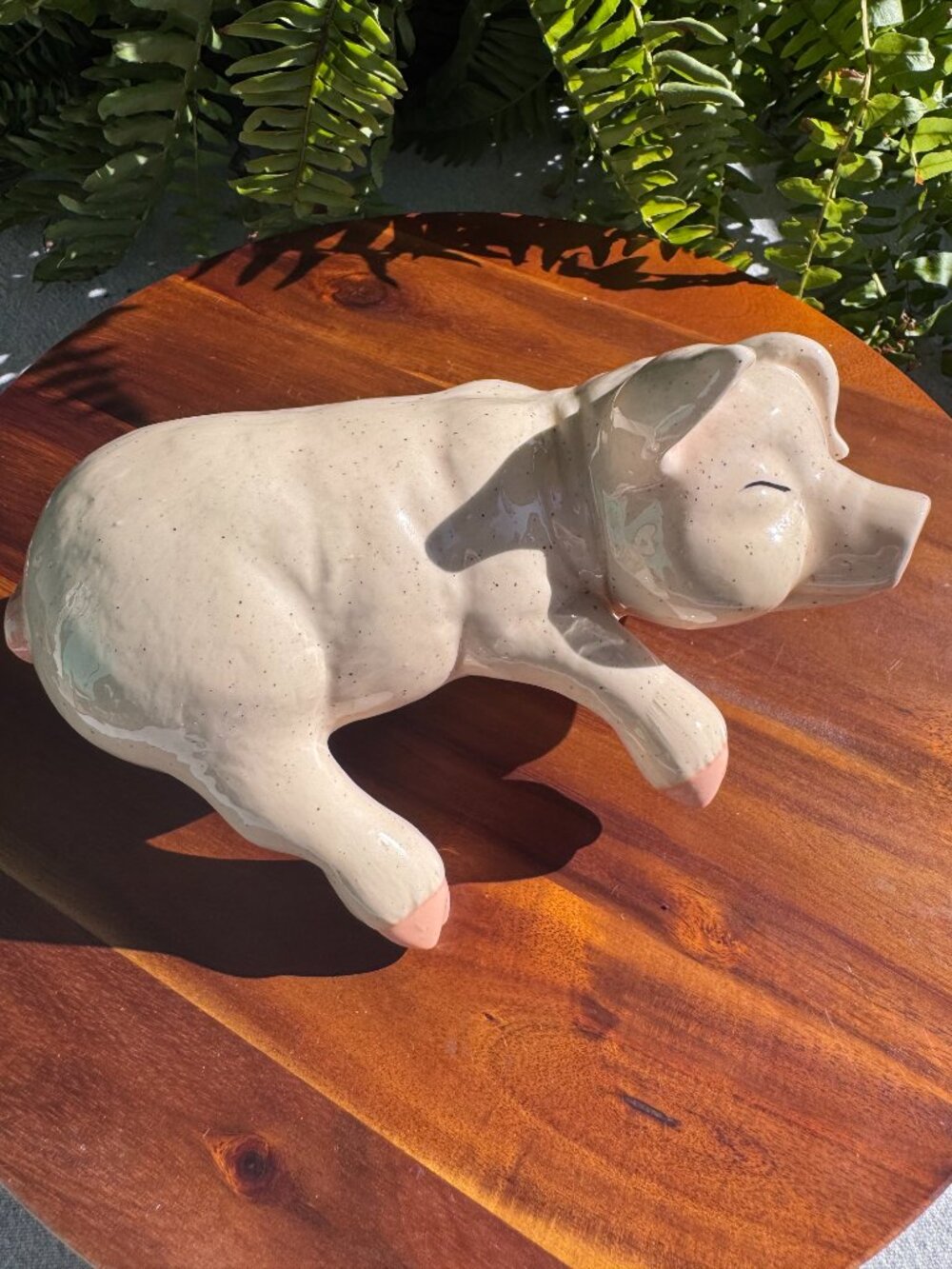 Vintage Pink Pig Shelf Sitter Figurine - Porcelain Farmhouse Decor - Picture 5 of 8